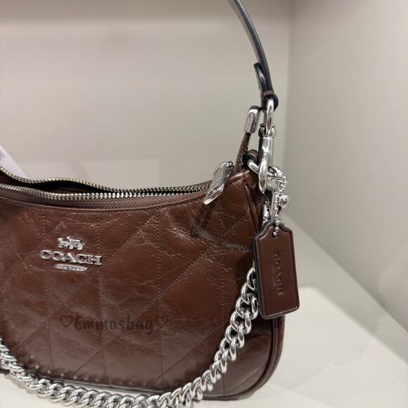 Coach Teri Shoulder Bag With Quilting CDY83 crinkle leather/Silver/Maple - Picture 2 of 5